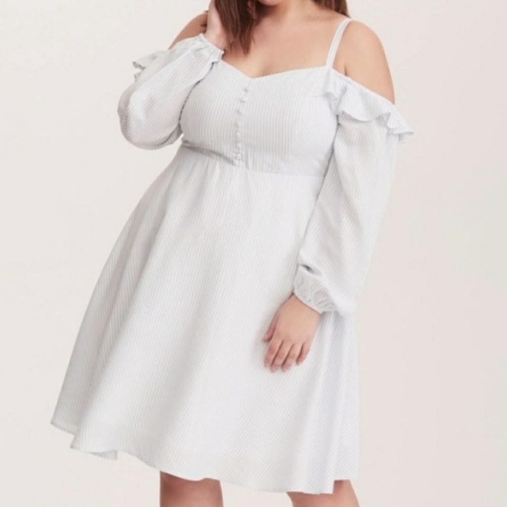 Torrid Striped off the Shoulder Dress